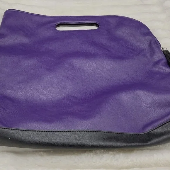Purple & Black Oversized Clutch / Foldover Bag – Statement Chic - Picture 5 of 7